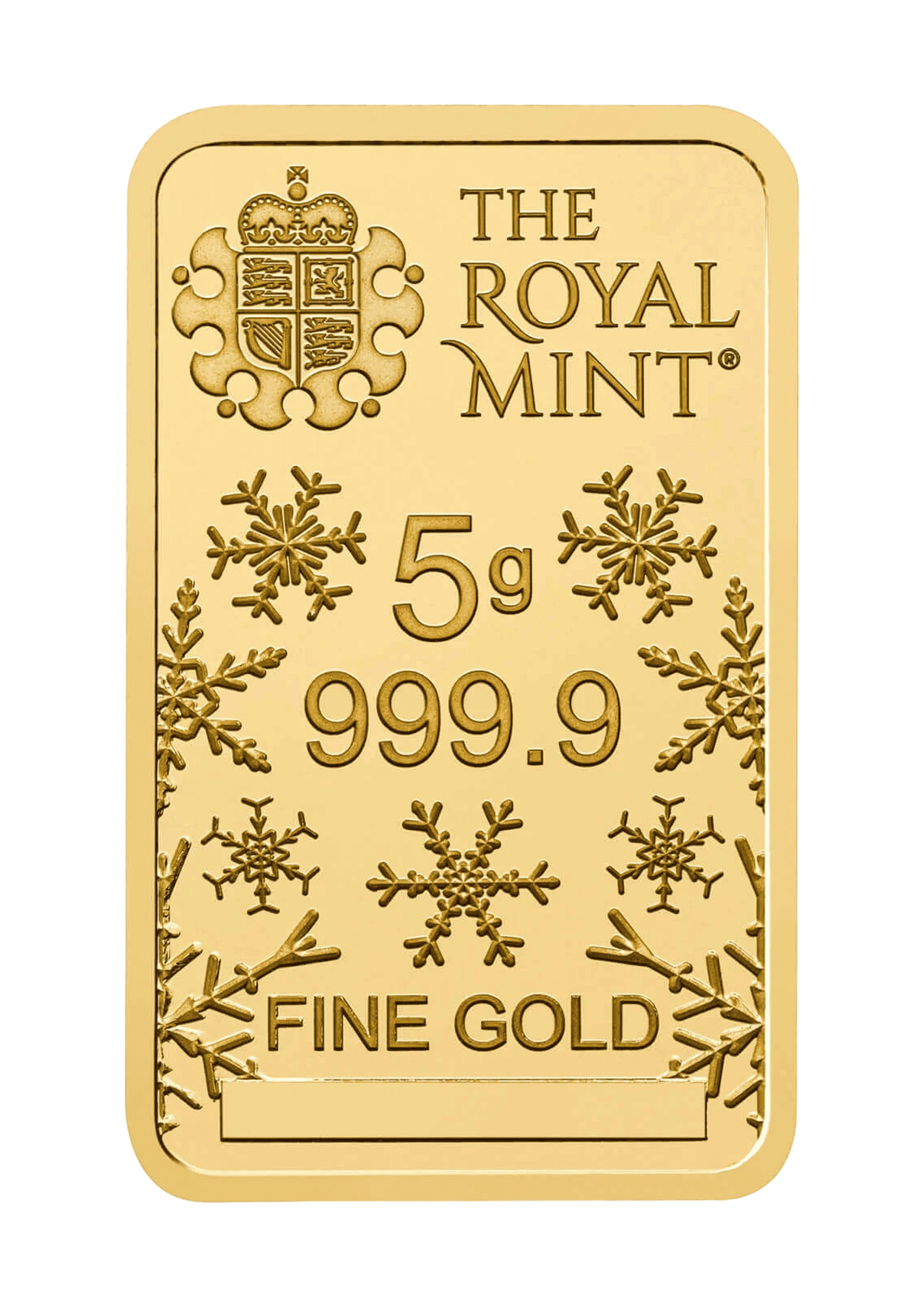 The Royal Mint 5gr Christmas Minted Gold Bar 999.9 Fine