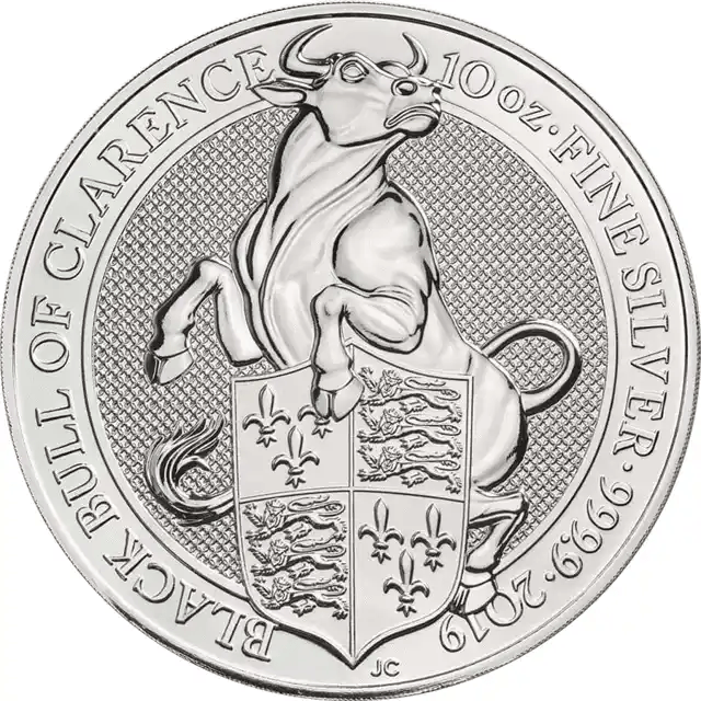 10oz Silver Coin Queen's Beast Black Bull Of Clarence UK