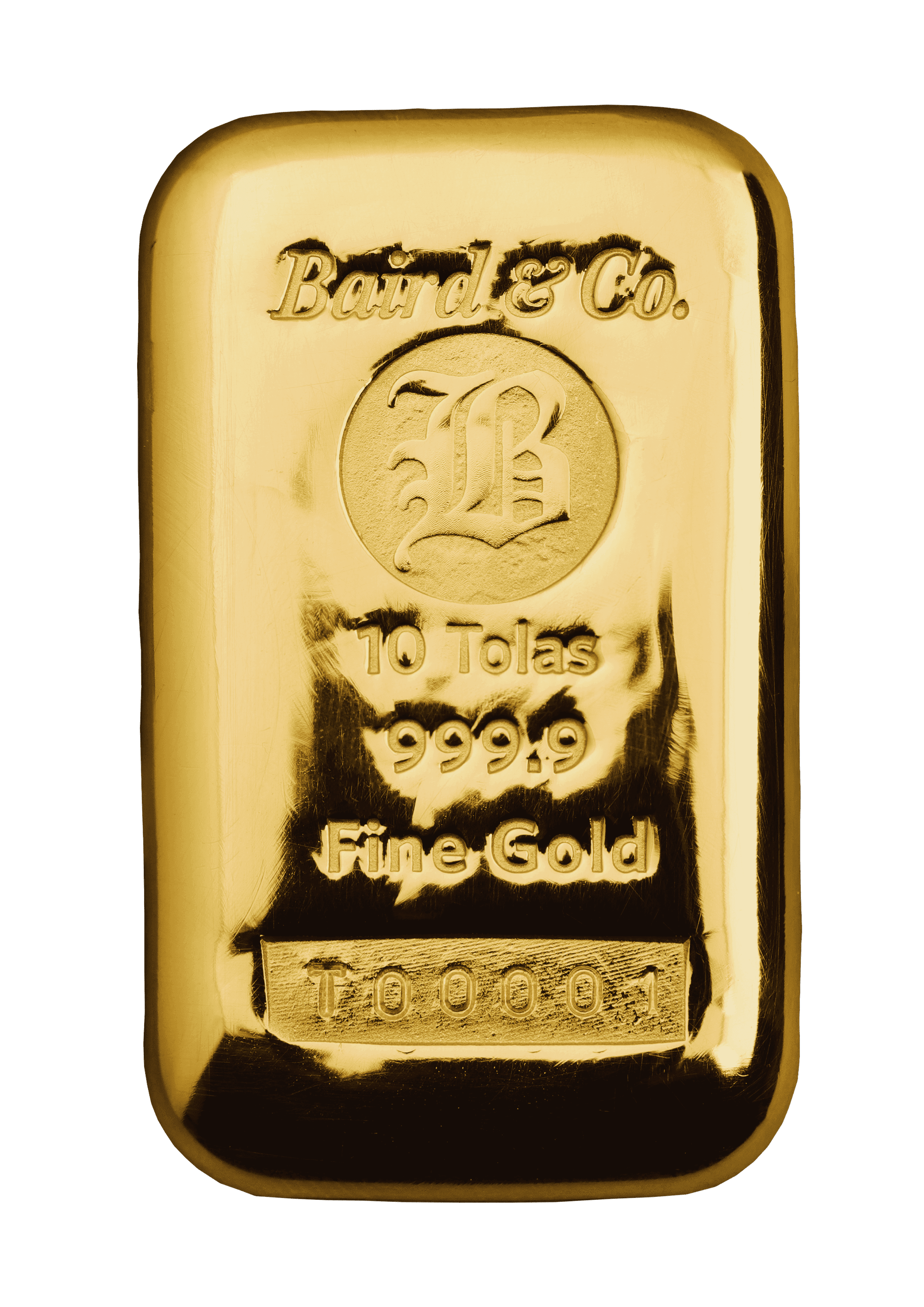 10 Tola Cast Gold Bar 999.9 Fine