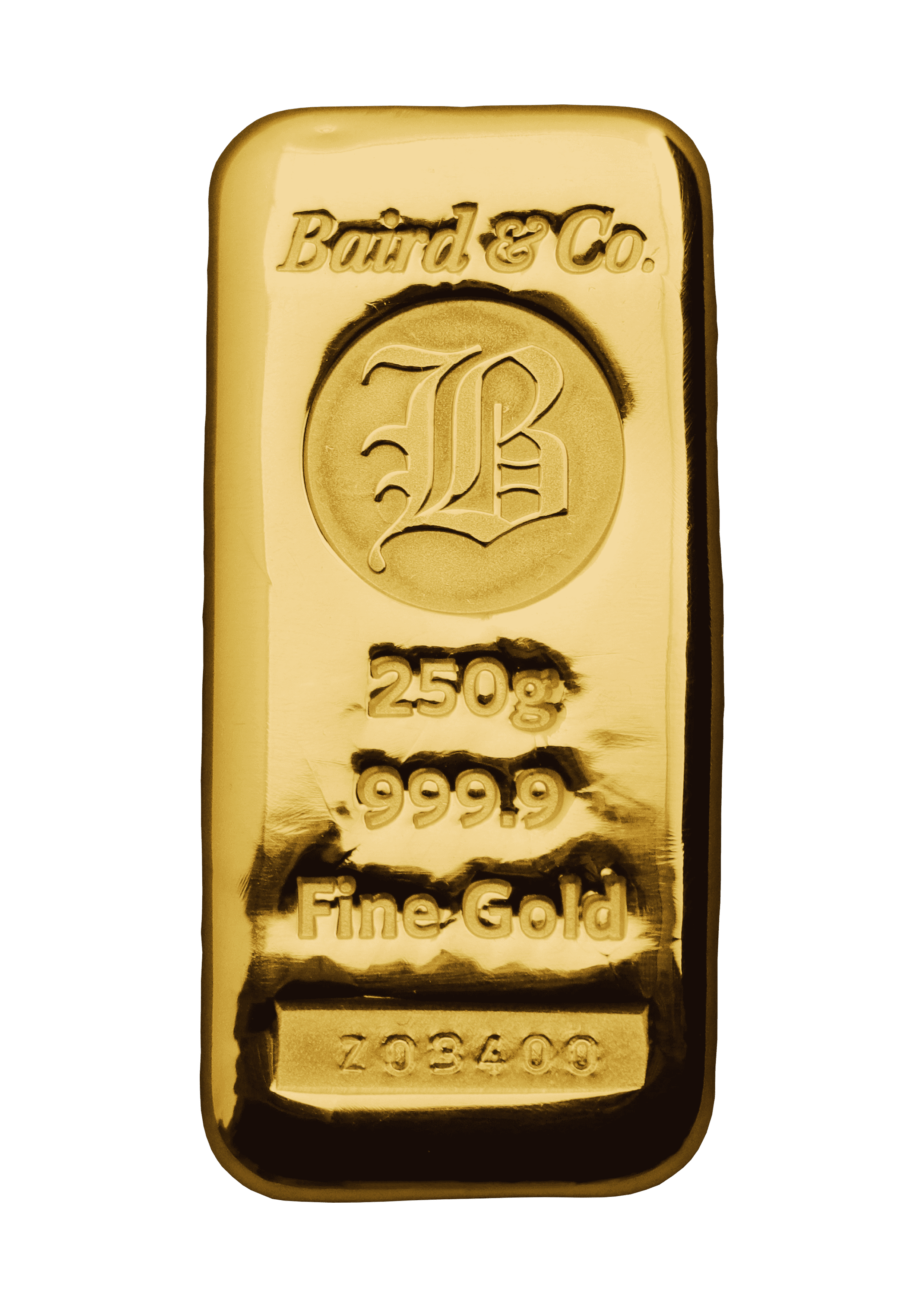 250gr Cast Gold Bar 999.9 Fine
