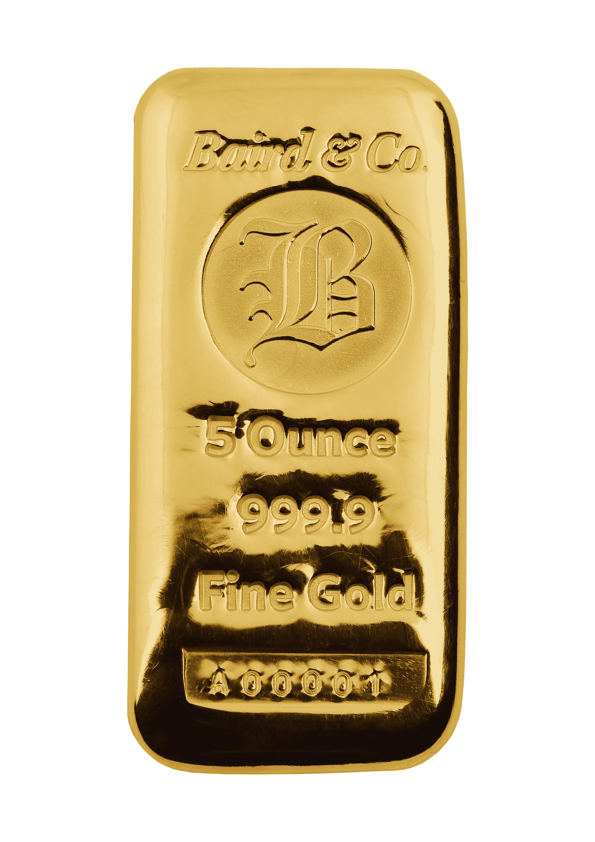 5oz Cast Gold Bar 999.9 Fine