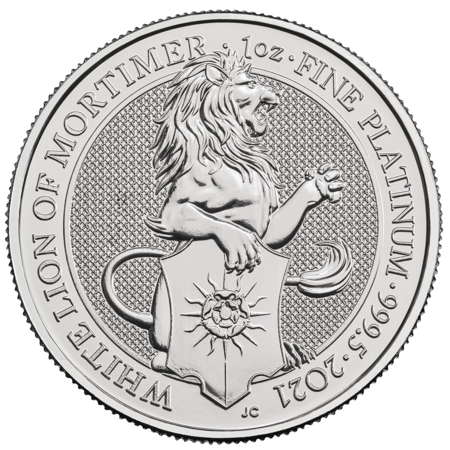 1oz Platinum Queen's Beast White Lion of Mortimer UK