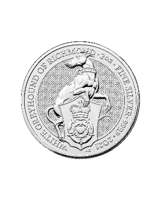 UK Silver 2 oz Queen's Beast White Greyhound