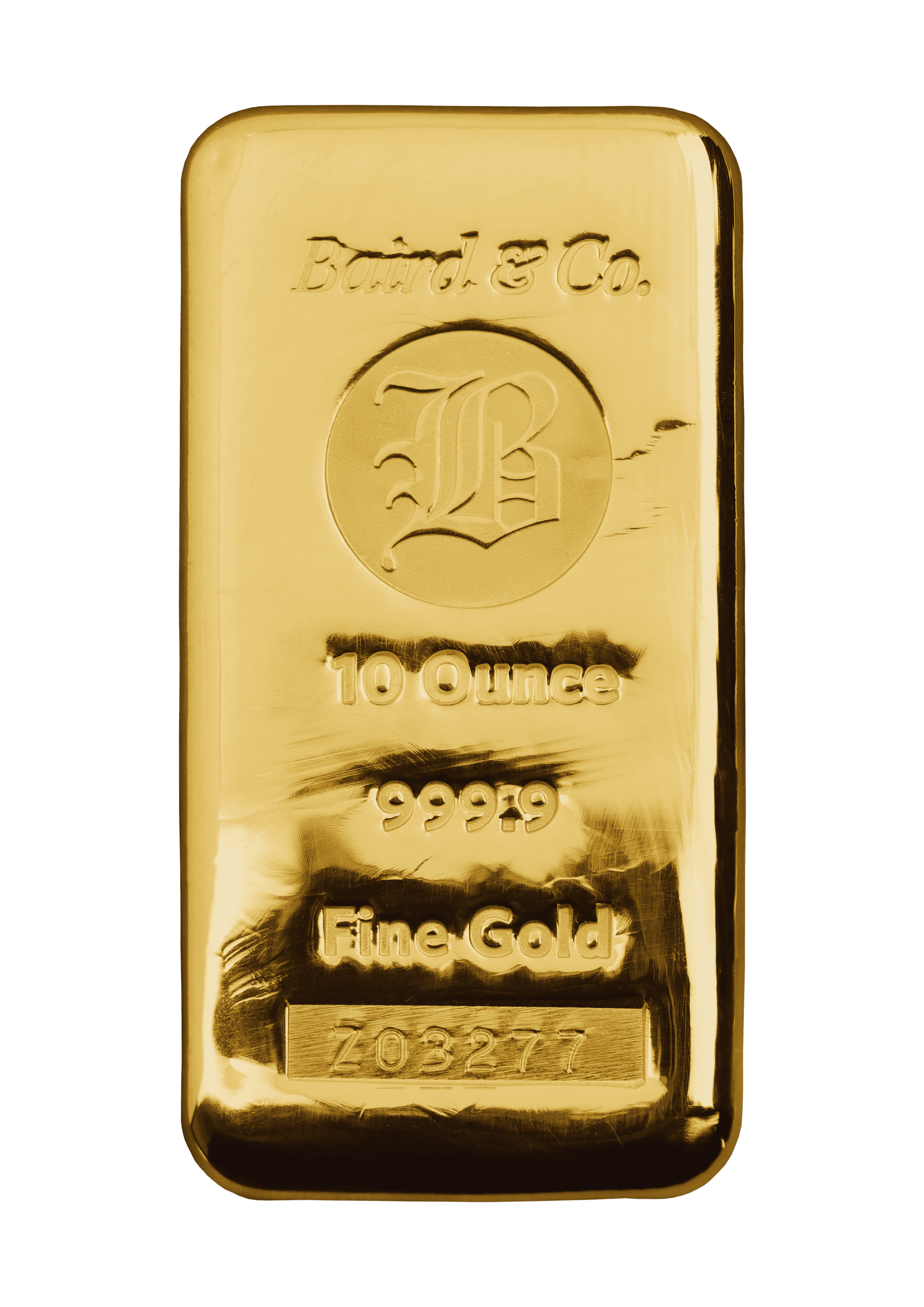 10oz Cast Gold Bar 999.9 Fine